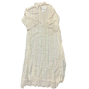 Contrast Collar Button Down Dress - White